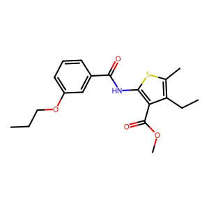 Methyl 4-ethyl-5-methyl-2-[(3-propoxybenzoyl)amino]-3-thiophenecarboxylate structure
