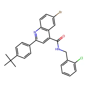 6-bromo-2-(4-tert-butylphenyl)-N-(2-chlorobenzyl)-4-quinolinecarboxamide structure