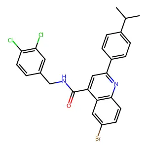6-bromo-N-(3,4-dichlorobenzyl)-2-(4-isopropylphenyl)-4-quinolinecarboxamide structure