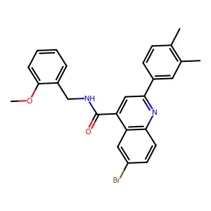 6-bromo-2-(3,4-dimethylphenyl)-N-(2-methoxybenzyl)-4-quinolinecarboxamide structure