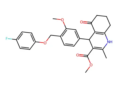 methyl 4-{4-[(4-fluorophenoxy)methyl]-3-methoxyphenyl}-2-methyl-5-oxo-1,4,5,6,7,8-hexahydro-3-quinolinecarboxylate structure