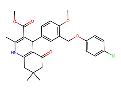 methyl 4-{3-[(4-chlorophenoxy)methyl]-4-methoxyphenyl}-2,7,7-trimethyl-5-oxo-1,4,5,6,7,8-hexahydro-3-quinolinecarboxylate structure