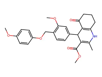 methyl 4-{3-methoxy-4-[(4-methoxyphenoxy)methyl]phenyl}-2-methyl-5-oxo-1,4,5,6,7,8-hexahydro-3-quinolinecarboxylate structure