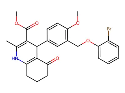 methyl 4-{3-[(2-bromophenoxy)methyl]-4-methoxyphenyl}-2-methyl-5-oxo-1,4,5,6,7,8-hexahydro-3-quinolinecarboxylate structure