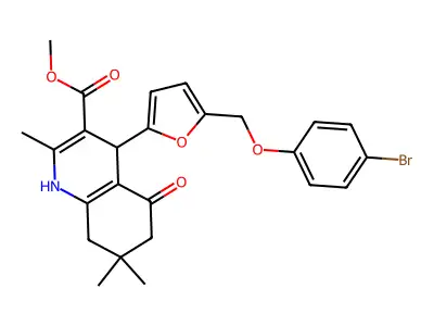 methyl 4-[5-[(4-bromophenoxy)methyl]furan-2-yl]-2,7,7-trimethyl-5-oxo-1,4,6,8-tetrahydroquinoline-3-carboxylate structure