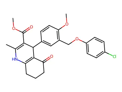 methyl 4-{3-[(4-chlorophenoxy)methyl]-4-methoxyphenyl}-2-methyl-5-oxo-1,4,5,6,7,8-hexahydro-3-quinolinecarboxylate structure