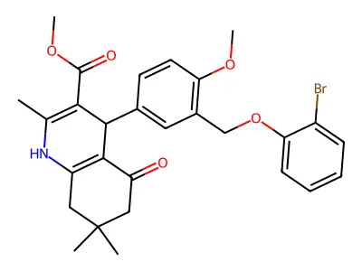 methyl 4-{3-[(2-bromophenoxy)methyl]-4-methoxyphenyl}-2,7,7-trimethyl-5-oxo-1,4,5,6,7,8-hexahydro-3-quinolinecarboxylate structure