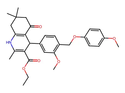 ethyl 4-{3-methoxy-4-[(4-methoxyphenoxy)methyl]phenyl}-2,7,7-trimethyl-5-oxo-1,4,5,6,7,8-hexahydro-3-quinolinecarboxylate structure