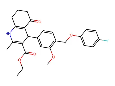 ethyl 4-{4-[(4-fluorophenoxy)methyl]-3-methoxyphenyl}-2-methyl-5-oxo-1,4,5,6,7,8-hexahydro-3-quinolinecarboxylate structure