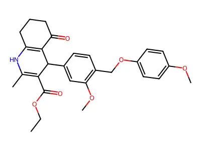 ethyl 4-{3-methoxy-4-[(4-methoxyphenoxy)methyl]phenyl}-2-methyl-5-oxo-1,4,5,6,7,8-hexahydro-3-quinolinecarboxylate structure
