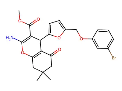 methyl 2-amino-4-[5-[(3-bromophenoxy)methyl]furan-2-yl]-7,7-dimethyl-5-oxo-6,8-dihydro-4H-chromene-3-carboxylate structure