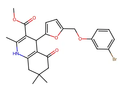 methyl 4-{5-[(3-bromophenoxy)methyl]-2-furyl}-2,7,7-trimethyl-5-oxo-1,4,5,6,7,8-hexahydro-3-quinolinecarboxylate structure
