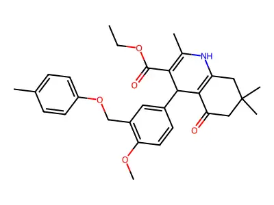 ethyl 4-{4-methoxy-3-[(4-methylphenoxy)methyl]phenyl}-2,7,7-trimethyl-5-oxo-1,4,5,6,7,8-hexahydro-3-quinolinecarboxylate structure