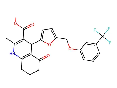 methyl 2-methyl-5-oxo-4-(5-{[3-(trifluoromethyl)phenoxy]methyl}-2-furyl)-1,4,5,6,7,8-hexahydro-3-quinolinecarboxylate structure