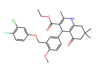 ethyl 4-{3-[(3-chloro-4-fluorophenoxy)methyl]-4-methoxyphenyl}-2,7,7-trimethyl-5-oxo-1,4,5,6,7,8-hexahydro-3-quinolinecarboxylate structure