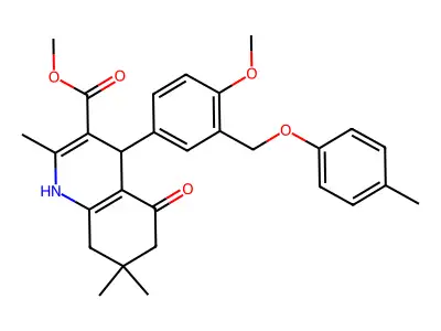 methyl 4-{4-methoxy-3-[(4-methylphenoxy)methyl]phenyl}-2,7,7-trimethyl-5-oxo-1,4,5,6,7,8-hexahydro-3-quinolinecarboxylate structure