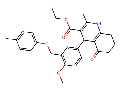 ethyl 4-{4-methoxy-3-[(4-methylphenoxy)methyl]phenyl}-2-methyl-5-oxo-1,4,5,6,7,8-hexahydro-3-quinolinecarboxylate structure
