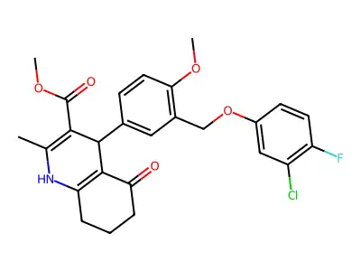 methyl 4-{3-[(3-chloro-4-fluorophenoxy)methyl]-4-methoxyphenyl}-2-methyl-5-oxo-1,4,5,6,7,8-hexahydro-3-quinolinecarboxylate structure