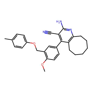 2-amino-4-{4-methoxy-3-[(4-methylphenoxy)methyl]phenyl}-5,6,7,8,9,10-hexahydrocycloocta[b]pyridine-3-carbonitrile structure