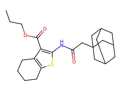 propyl 2-[(1-adamantylacetyl)amino]-4,5,6,7-tetrahydro-1-benzothiophene-3-carboxylate structure