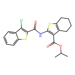 isopropyl 2-{[(3-chloro-1-benzothien-2-yl)carbonyl]amino}-4,5,6,7-tetrahydro-1-benzothiophene-3-carboxylate structure