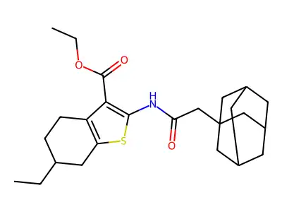 ethyl 2-[(1-adamantylacetyl)amino]-6-ethyl-4,5,6,7-tetrahydro-1-benzothiophene-3-carboxylate structure