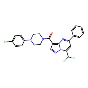 [4-(4-chlorophenyl)piperazin-1-yl]-[7-(difluoromethyl)-5-phenylpyrazolo[1,5-a]pyrimidin-3-yl]methanone structure