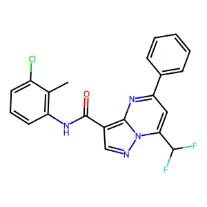 N-(3-chloro-2-methylphenyl)-7-(difluoromethyl)-5-phenylpyrazolo[1,5-a]pyrimidine-3-carboxamide structure