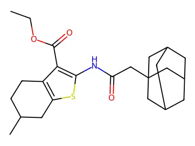 ethyl 2-[(1-adamantylacetyl)amino]-6-methyl-4,5,6,7-tetrahydro-1-benzothiophene-3-carboxylate structure
