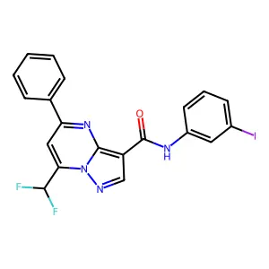 7-(difluoromethyl)-N-(3-iodophenyl)-5-phenylpyrazolo[1,5-a]pyrimidine-3-carboxamide structure