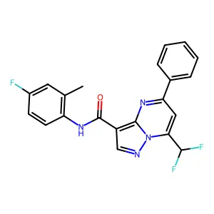 7-(difluoromethyl)-N-(4-fluoro-2-methylphenyl)-5-phenylpyrazolo[1,5-a]pyrimidine-3-carboxamide structure