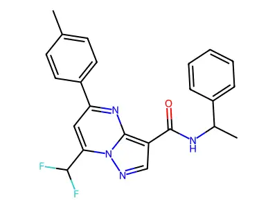 7-(difluoromethyl)-5-(4-methylphenyl)-N-(1-phenylethyl)pyrazolo[1,5-a]pyrimidine-3-carboxamide structure