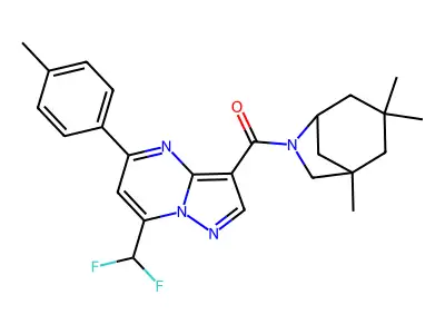 [7-(difluoromethyl)-5-(4-methylphenyl)pyrazolo[1,5-a]pyrimidin-3-yl]-(3,3,5-trimethyl-7-azabicyclo[3.2.1]octan-7-yl)methanone structure