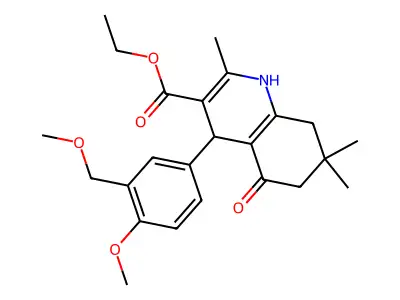 ethyl 4-[4-methoxy-3-(methoxymethyl)phenyl]-2,7,7-trimethyl-5-oxo-1,4,5,6,7,8-hexahydro-3-quinolinecarboxylate structure