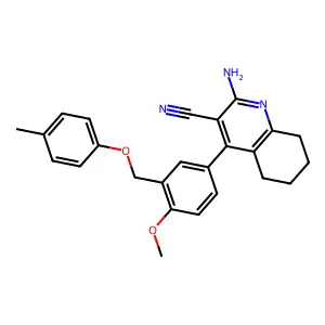 2-amino-4-{4-methoxy-3-[(4-methylphenoxy)methyl]phenyl}-5,6,7,8-tetrahydro-3-quinolinecarbonitrile structure