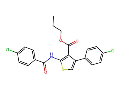 Propyl 2-[(4-chlorobenzoyl)amino]-4-(4-chlorophenyl)-3-thiophenecarboxylate structure