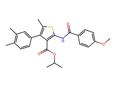 isopropyl 4-(3,4-dimethylphenyl)-2-[(4-methoxybenzoyl)amino]-5-methyl-3-thiophenecarboxylate structure
