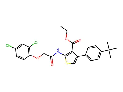 ethyl 4-(4-tert-butylphenyl)-2-{[(2,4-dichlorophenoxy)acetyl]amino}-3-thiophenecarboxylate structure