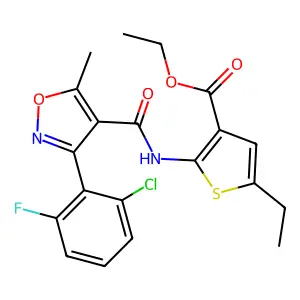 ETHYL 2-[3-(2-CHLORO-6-FLUOROPHENYL)-5-METHYL-1,2-OXAZOLE-4-AMIDO]-5-ETHYLTHIOPHENE-3-CARBOXYLATE structure