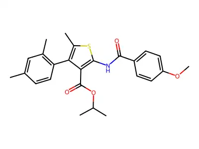 isopropyl 4-(2,4-dimethylphenyl)-2-[(4-methoxybenzoyl)amino]-5-methyl-3-thiophenecarboxylate structure