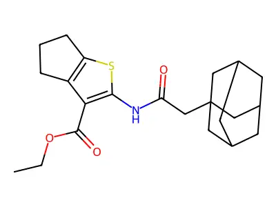 ethyl 2-[(1-adamantylacetyl)amino]-5,6-dihydro-4H-cyclopenta[b]thiophene-3-carboxylate structure