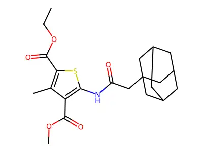 2-ethyl 4-methyl 5-[(1-adamantylacetyl)amino]-3-methyl-2,4-thiophenedicarboxylate structure