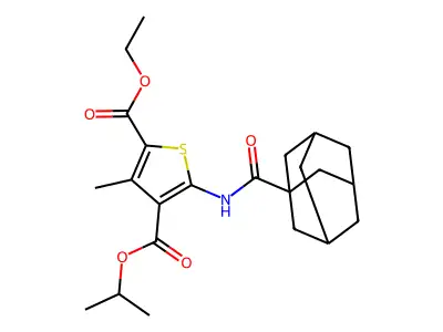 2-ethyl 4-isopropyl 5-[(1-adamantylcarbonyl)amino]-3-methyl-2,4-thiophenedicarboxylate structure