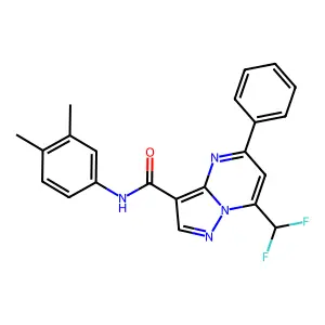 7-(difluoromethyl)-N-(3,4-dimethylphenyl)-5-phenylpyrazolo[1,5-a]pyrimidine-3-carboxamide structure