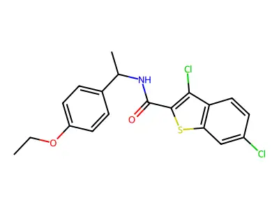 3,6-dichloro-N-[1-(4-ethoxyphenyl)ethyl]-1-benzothiophene-2-carboxamide structure
