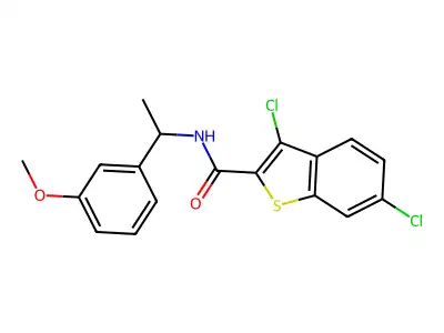 3,6-dichloro-N-[1-(3-methoxyphenyl)ethyl]-1-benzothiophene-2-carboxamide structure