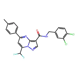N-(3,4-dichlorobenzyl)-7-(difluoromethyl)-5-(4-methylphenyl)pyrazolo[1,5-a]pyrimidine-3-carboxamide structure