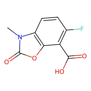 6-Fluoro-3-methyl-2-oxo-2,3-dihydrobenzo[d]oxazole-7-carboxylic acid structure