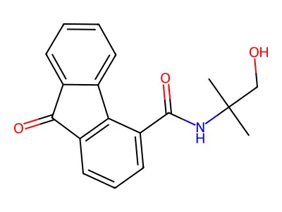 N-(1-hydroxy-2-methylpropan-2-yl)-9-oxofluorene-4-carboxamide structure