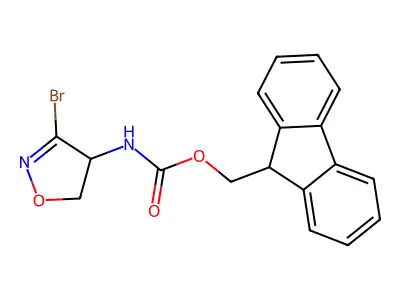 9H-fluoren-9-ylmethyl 3-bromo-4,5-dihydro-4-isoxazolylcarbamate structure